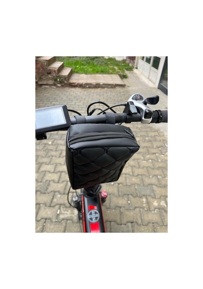 Elektrikli Bisiklet Çanta - Deri Çanta - Scooter Çanta-saklama Alanı Siyah
