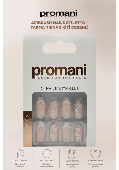 Airbrush Nails Stiletto - Takma Tırnak Kiti Desenli