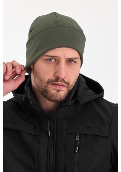 Erkek Termal %100 Pamuklu Soft Bere Hünkar Style Serisi 2 Farklı Görünüm Bir Arada - Standart / Haki Haki