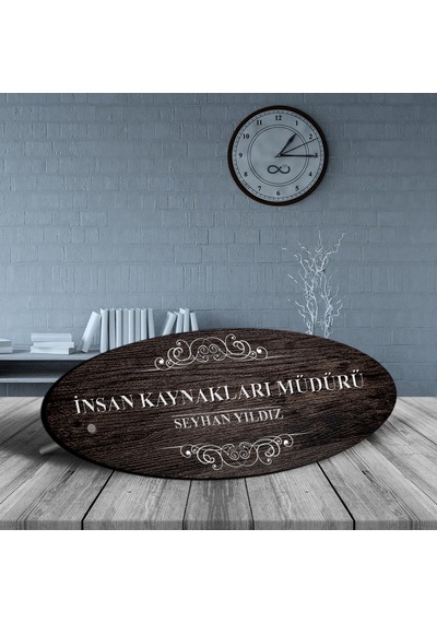 Kişiye Özel Mesleki İnsan Kaynakları Müdürü Ahşap Oval Masa İsiml N11.25481