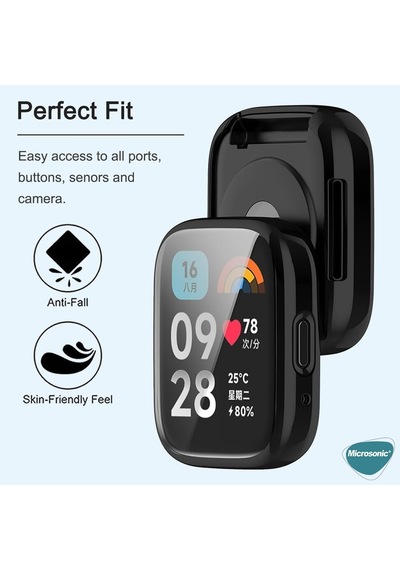 Xiaomi Redmi Watch 3 Active İçin Kılıf 360 Full Round Soft Silicone Şeffaf Redmi Watch 3 Active İle Uyumlu Kılıf - Şeffaf Çok Renkli