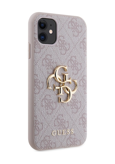 Apple Uyumlu iPhone 11 Kılıf Guess Pu Deri Büyük Metal Logo Dizaynlı Kapak Pembe