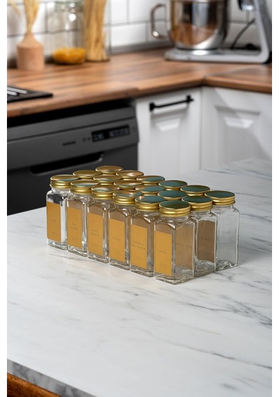 18'li Baharatlık Seti, 120 Ml, Gold Kapak Ve Etiketli Standsız Takım Diğer