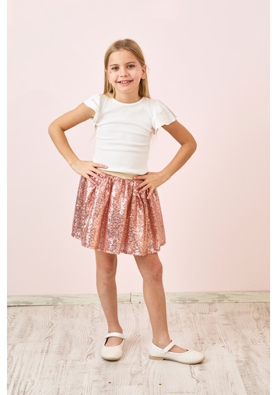 Le Mabelle Rose Üzeri Pullu Kız Çocuk Etek - Gracie Rose