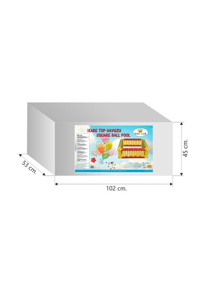 Kare Top Havuzu + Oyun Topları + Kaydırak 3'lü Set