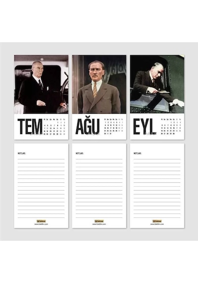 Atatürk Fotoğraflı 2027 Takvimi Kırmızı Masa Takvimi Dikey Form