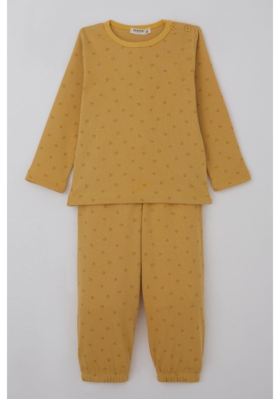 Breeze Erkek Bebek Pijama Takımı Minik Geometrik Desenler 9 Ay-3 Yaş, Hardal Sarı Hardal Sarı