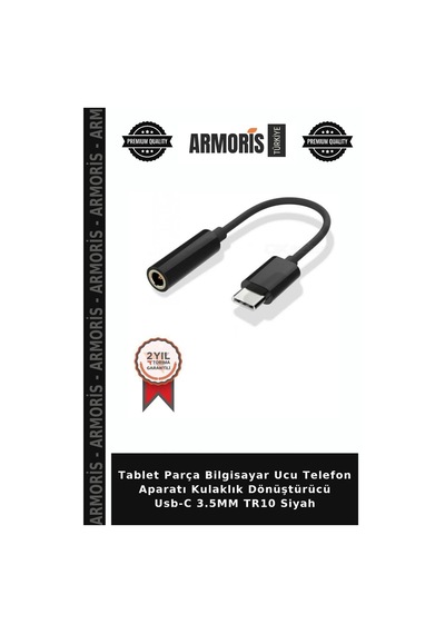 Tablet Parça Bilgisayar Ucu Telefon Aparatı Kulaklık Dönüştürücü Usb-c 3.5mm Tr10 Siyah