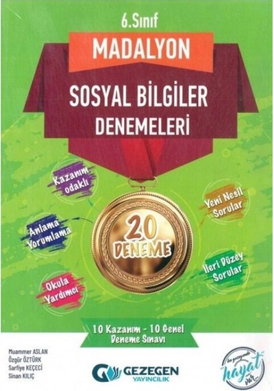 Gezegen Yayınları 6. Sınıf Madalyon 20' Li Sosyal Bilimler Deneme
