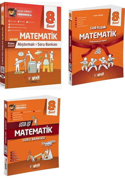 Gizli Yayınları 2025 8. Sınıf Lgs Matematik Alıştırmalı + Usta İşi + Gizli Kuşak Serisi Seti 3 Kitap