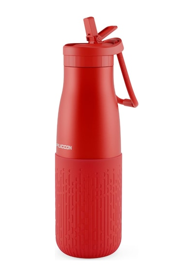 Puccon Pipetli 500 Ml Kırmızı Paslanmaz Çelik Matara/suluk - Silikon Gövde Yağmur - 50014