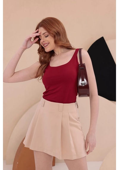 Bbbutikbasic Kare Yaka Esnek Atlet Bluz Hkn34 Kırmızı