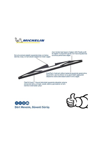 Michelin Rainforce™ MCR300 1 Adet Universal Telli Hibrit Arka Silecek 30 CM