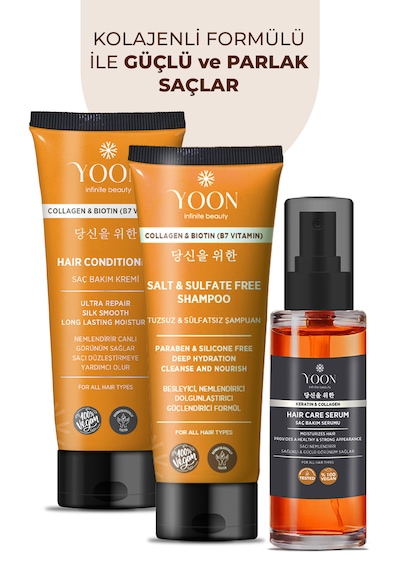 Yoon 3'lü Besleyici Ve Onarıcı Şampuan, Saç Kremi, Saç Serum Seti