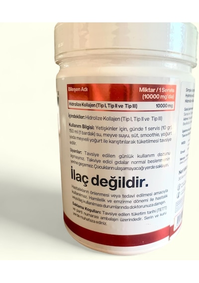 Tr Hydrolyzed Collagen Peptides Hidrolize Kolajen Peptitleri Type I-ıı-ııı Yüksek Biyoyararlanımlı 300gr 30 Se