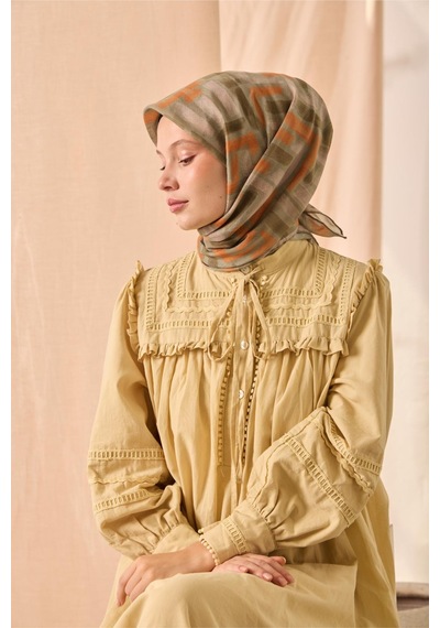 Silk Home Soft Eşarp 73096-12 Su Yeşili, Turuncu, Haki, Gri