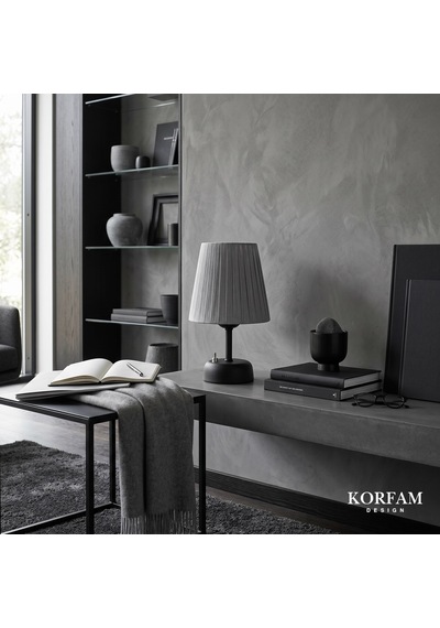 Gri Keten Kumaş Pilli Masa & Gece Lambası Çok Renkli