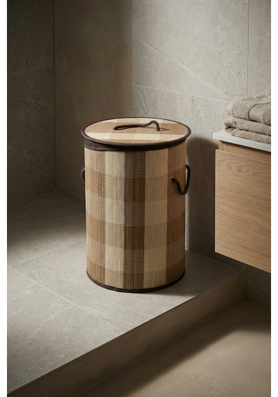 Nordic Yuvarlak Bambu Sepet - 50 Cm Açık Kahverengi