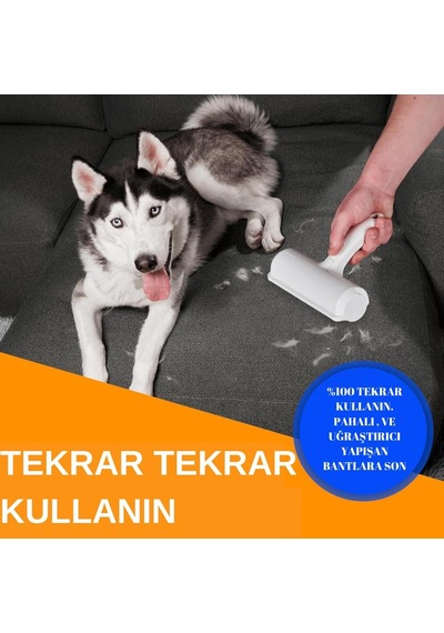 Kedi Köpek Tüy Toplama Rulosu - Hazneli Tekrar Kullanılabilir Tüy Ve Kıl Temizleyici - Koltuk Halı Yatak Kıyafet