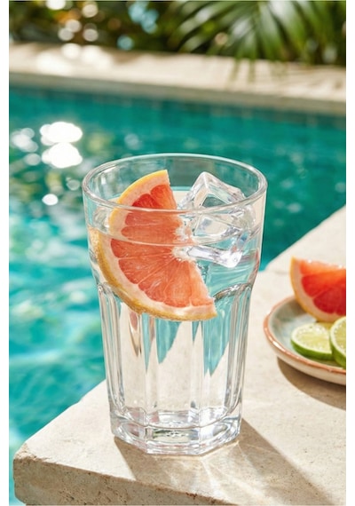 Lav Aras Cam Meşrubat Bardağı 6'lı 365 ml (Su/Soğuk Kahve Bardağı )