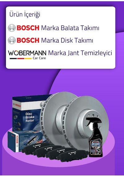 Toyota Uyumlu Auris 1.6 Bosch Ön Arka Fren Diski ve Balata 2008-2012