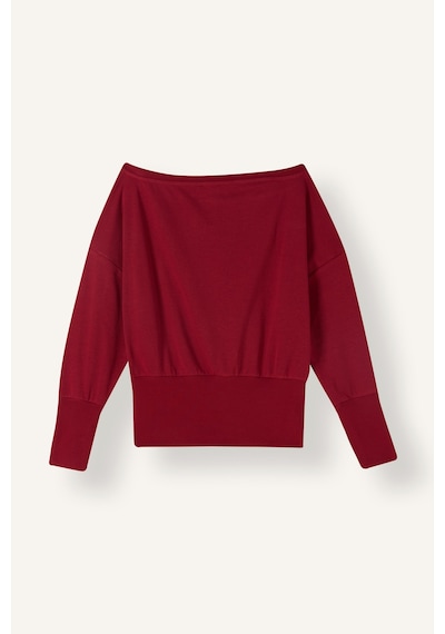 Defacto Loose Fit Geniş Ribanalı Omzu Açık Basic Sweatshirt I4990ax26aubr466 Bordo-br466