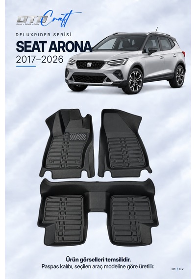 Otocraft Seat Arona 2017-2026 Araca Özel Deluxrider Lüks Havuzlu Paspas Tam Set 3 Parça