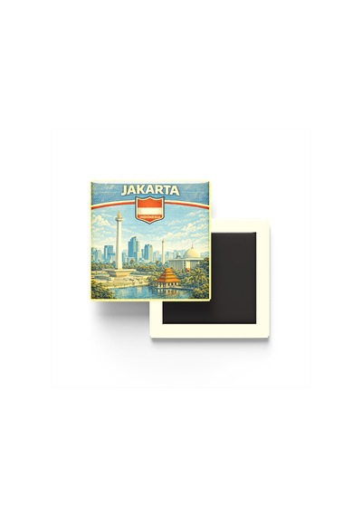 9x9 Cm Buzdolap Magnetleri - Endonezya - Indonesia - 2'li Retro Ve Pul Seti