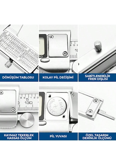 Paslanmaz Çelik Dijital Göstergeli Kumpas 150mm Kalınlık Ölçer