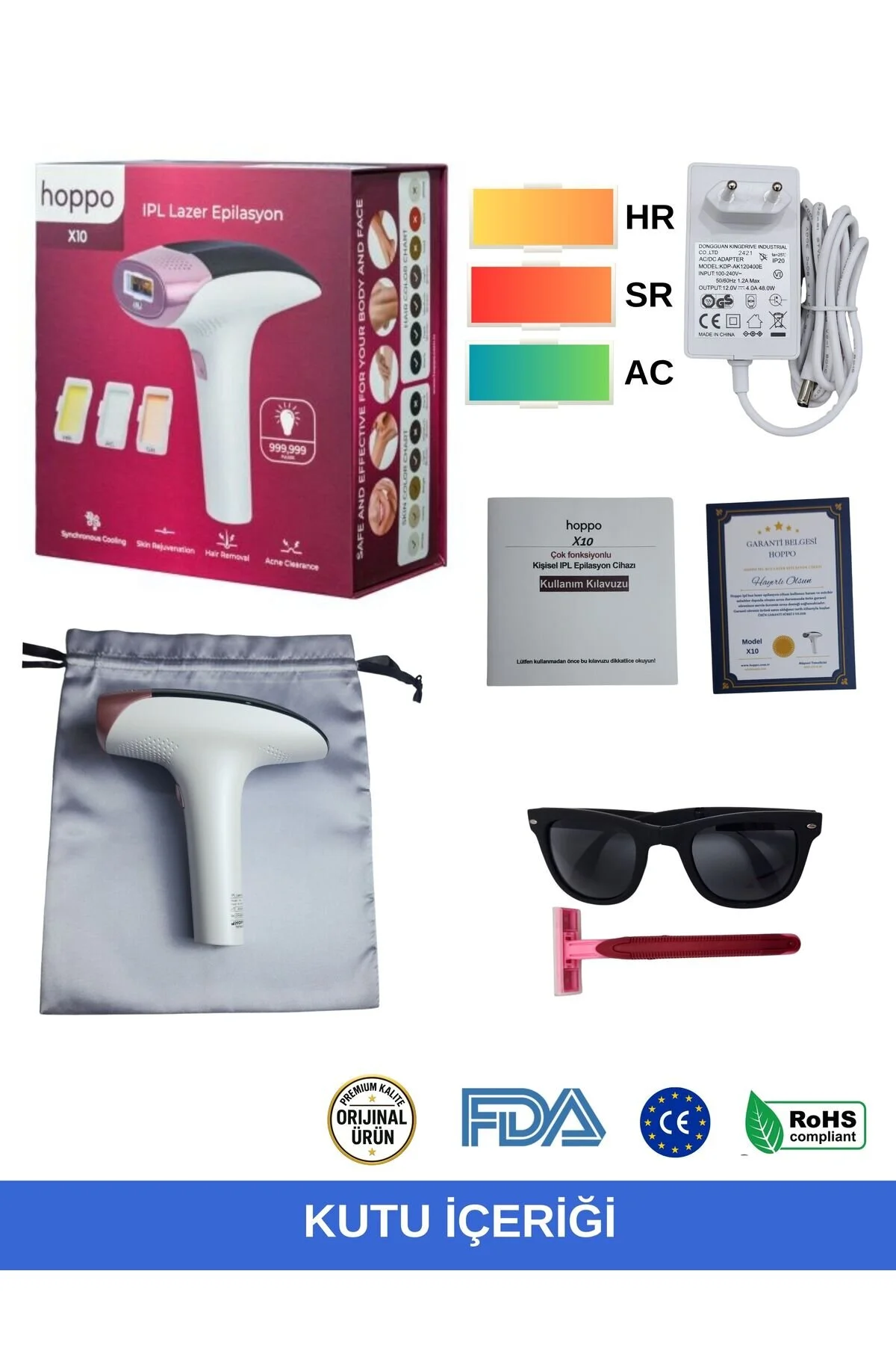 X10 Ipl Buz Lazer Epilasyon Cihazı 999,999 Flaş Atım Dokunmatik Ekran