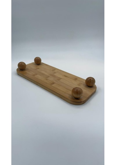 Bambu Top Ayaklı Dikdörtgen Oyuklu Stant, Bambu Sunumluk 15x35cm Bambu