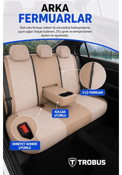 Fiat Albea 2002-2012 Araca Uyumlu Premium Tay Tüyü Koltuk Kılıfı Liona Serisi Bej