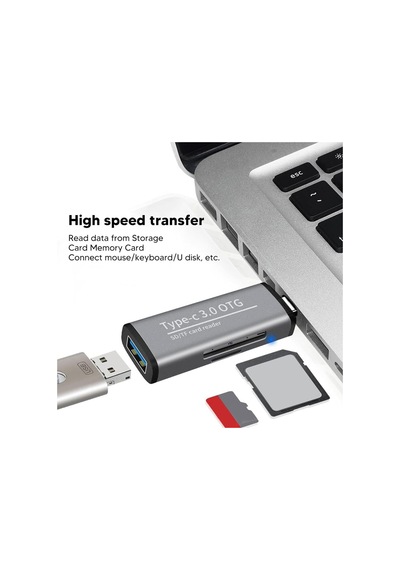 Type-c To Usb 3.0 Tf Sd Kart Okuyucu Usb Type-c Otg Adaptör Çevirici