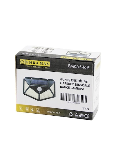 Emka Max-5469 4 Açılı Solar & Hareket Sensörlü Aplik Duvar Lambası Dış Mekan 9.5 X 13.5cm