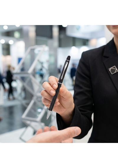 Bk Kurumsal Promosyon 1022 Metal Siyah Touchpen Kalem 10 Adet Lazer Baskılı Logolu Tükenmez Kalem