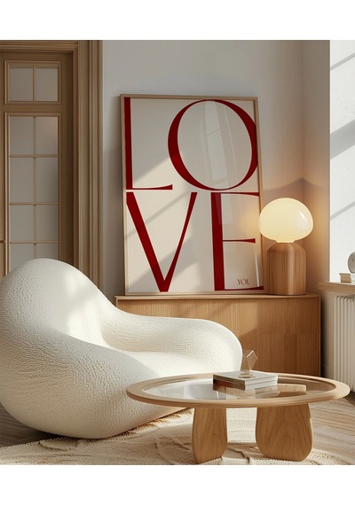 Çerçevesiz Poster Love You Minimal Ve Şık Tipografik