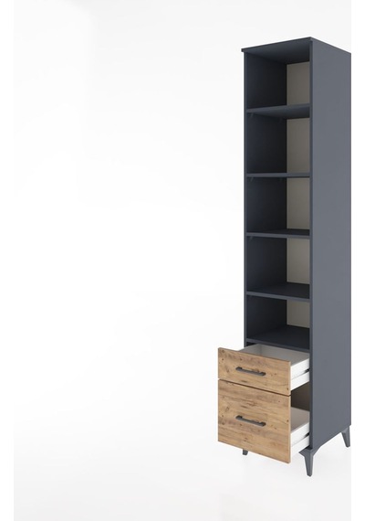 Hyperion Dolap 5 Raflı 2 Çekmeceli 44x44x221 Antrasit-çam Antrasit