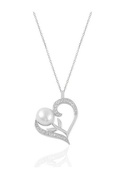 Brezza Lusso Jewelry 925 Ayar Kalpli Inci Taşlı Kadın Gümüş Kolye 45 CM