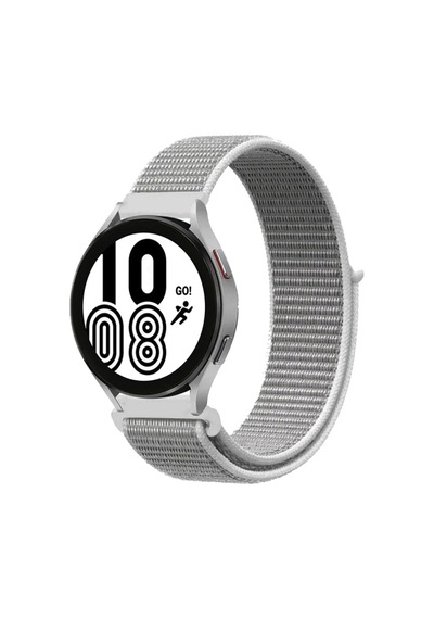 Bezos Samsung Galaxy Watch 4 Hasırlı Cırtcırtlı Kordon - Beyaz Ob