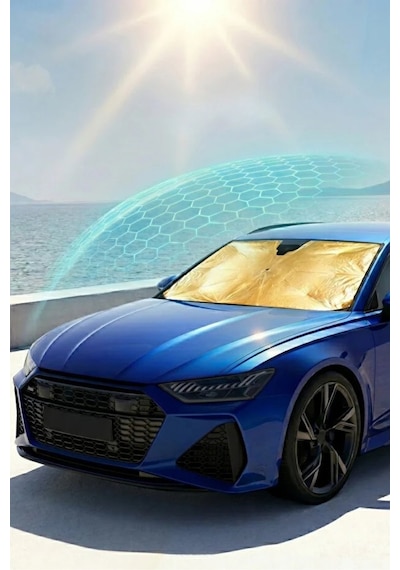 Premium Araç İçi Şemsiye Güneşlik Özel Mekanizmalı Çizmez Saplı Katlanabilir Model