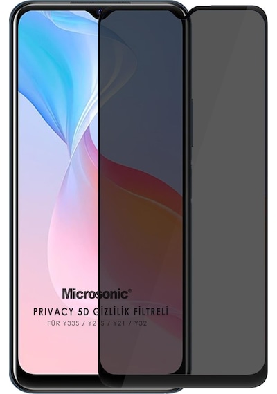 Microsonic Vivo Y32 Privacy 5d Gizlilik Filtreli Cam Ekran Koruyucu Siyah