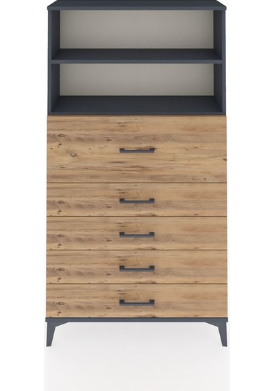 Arges Dolap 2 Raflı 5 Çekmeceli 88x30x163 Antrasit-çam Antrasit
