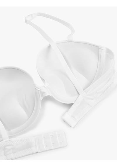 Koton Regular Fit Taş Detaylı Destekli Ekstra Dolgulu Bridal Maximizer Sütyen Beyaz 6slk10025mk