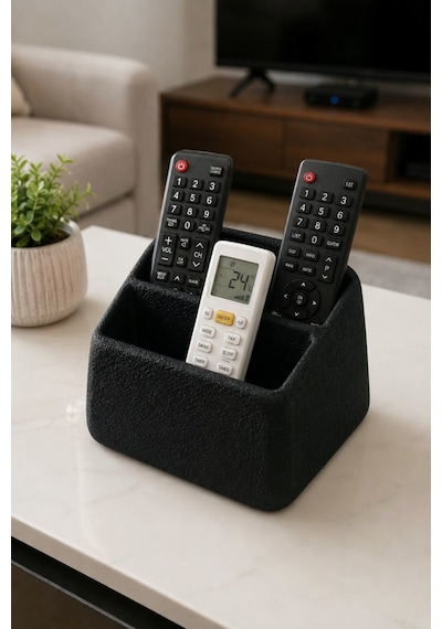 Masa Üstü Kumandalık Organizer Çok Bölmeli Tv Klima Kumanda Standı Düzenleyici 16x13x9.6 Cm Siyah