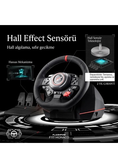 Flashfire F117 Monaco 900 / 270 Titreşimli Yarış Direksiyon Seti Hall-effect Sensör, 6 İleri Manuel Vites, 3 Pedallı Pc / Ps4 / Ps3 / Xbox Series X S / Switch Uyumlu Flashfire F117 Monaco 900 / 270 Titreşimli Yarış Direksiyon Seti Hall-effect Sensör, 6 İleri Manuel Vites, 3 Pedallı Pc / Ps4 / Ps3 / Xbox Series X S / Switch Uyumlu