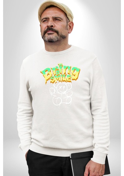 Beyin Gülüşü Unisex Beyaz Sweatshirt Beyaz