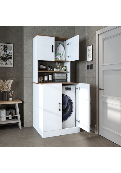 Çamaşır-kurutma Makinesi Dolabı Kapaklı Banyo Dolabı.51 Mat Beyaz - Atlantik Çamaşır-kurutma Makinesi Dolabı Kapaklı Banyo Dolabı.51 Mat Beyaz - Atlantik