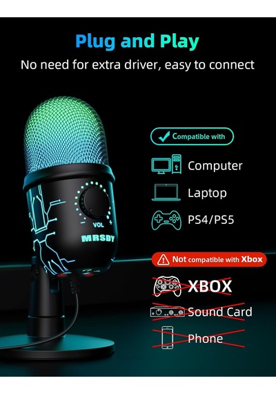 Oyun Mikrofonu, Pc, Mac, Ps4/5 İçin Usb Bilgisayar Mikrofonu, Stüdyo Kaydı İçin Kondenser Podcast Mikrofon, Youtube,