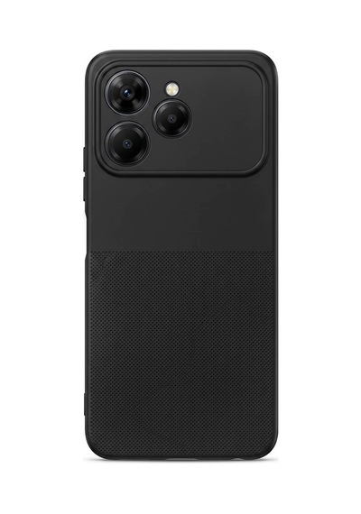 Tecno Spark 40 Uyumlu Kamera Korumalı Silikon Telefon Kılıfı Darbe Emici İçi Kadife Tırtıklı Kaymaz Yüzeyli Yumuşak Kılıf-54280 Siyah