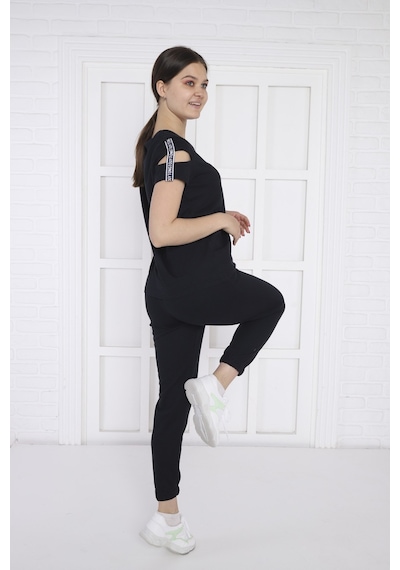 Kadın Spor Lacivert Alt-üst T-shirt Takım-3942 - M Lacivert
